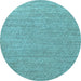 Round Machine Washable Oriental Light Blue Industrial Rug, wshurb243lblu