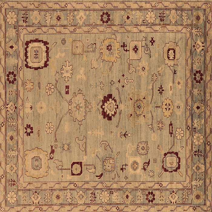 Square Machine Washable Oriental Brown Traditional Rug, wshurb2440brn
