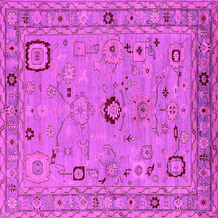Square Machine Washable Oriental Pink Traditional Rug, wshurb2440pnk