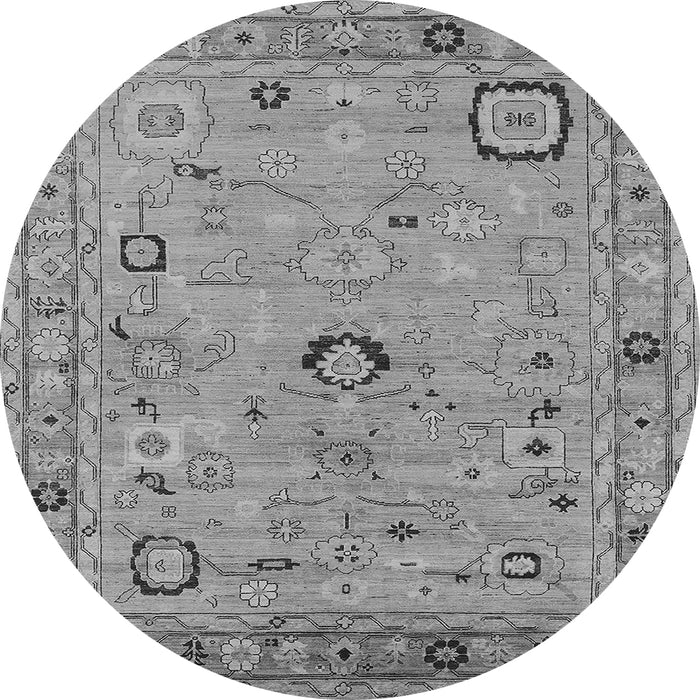 Round Oriental Gray Traditional Rug, urb2440gry