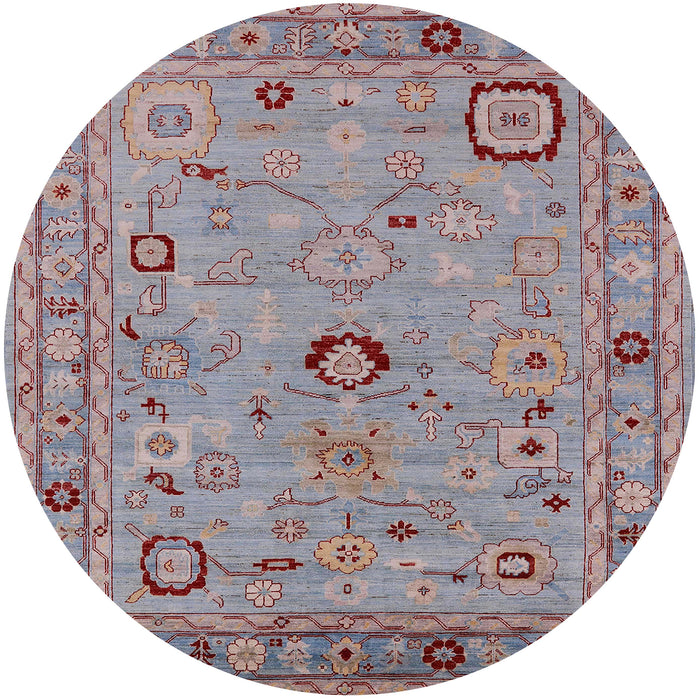 Round Mid-Century Modern Mauve Taupe Purple Oriental Rug, urb2440