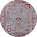 Round Mid-Century Modern Mauve Taupe Purple Oriental Rug, urb2440