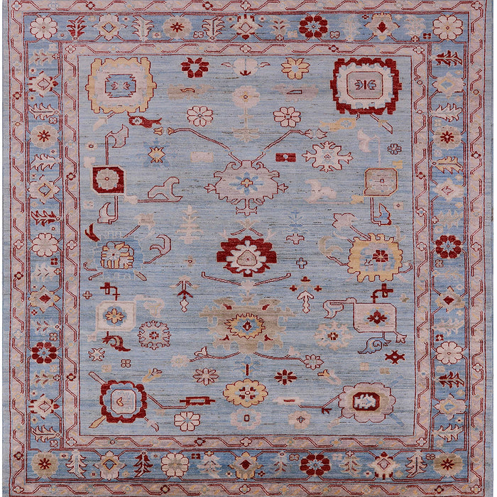 Square Mid-Century Modern Mauve Taupe Purple Oriental Rug, urb2440