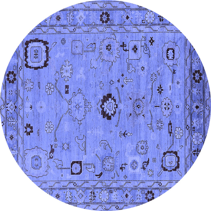 Round Oriental Blue Traditional Rug, urb2440blu