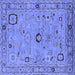 Square Machine Washable Oriental Blue Traditional Rug, wshurb2440blu