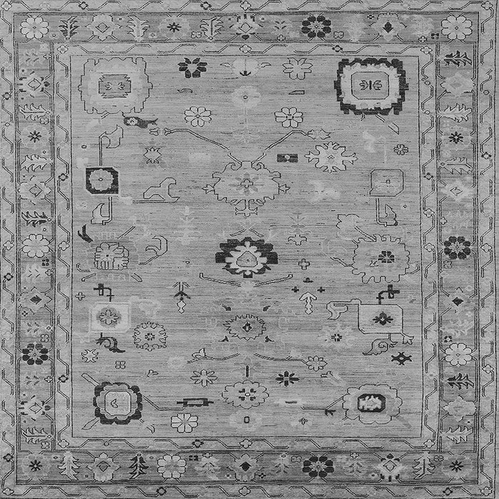 Square Machine Washable Oriental Gray Traditional Rug, wshurb2440gry