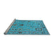 Sideview of Machine Washable Oriental Light Blue Traditional Rug, wshurb2440lblu