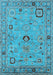 Machine Washable Oriental Light Blue Traditional Rug, wshurb2440lblu