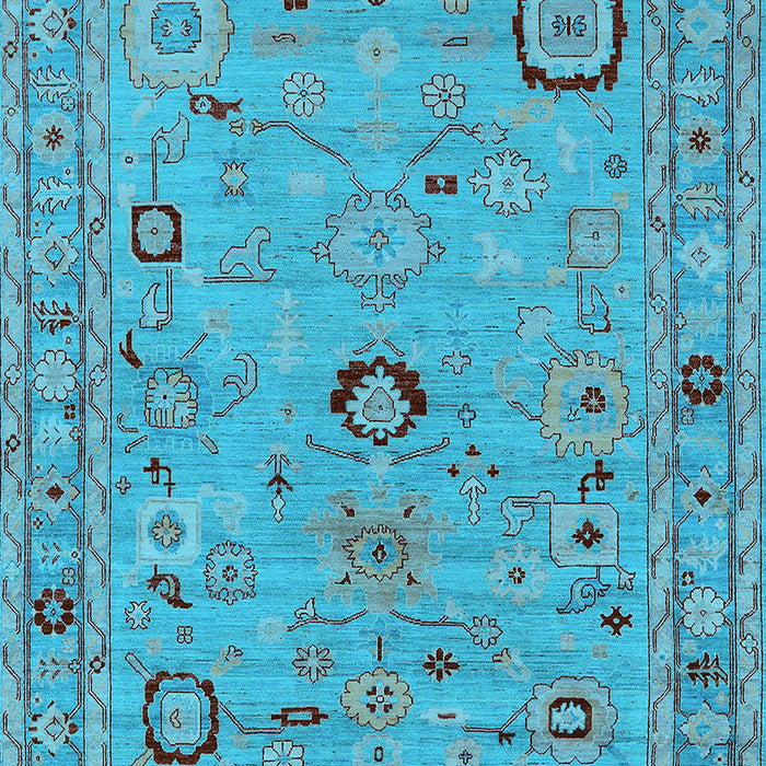 Machine Washable Oriental Light Blue Traditional Rug, wshurb2440lblu