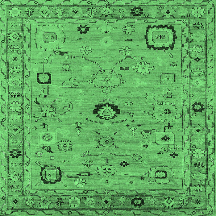Square Oriental Emerald Green Traditional Rug, urb2440emgrn