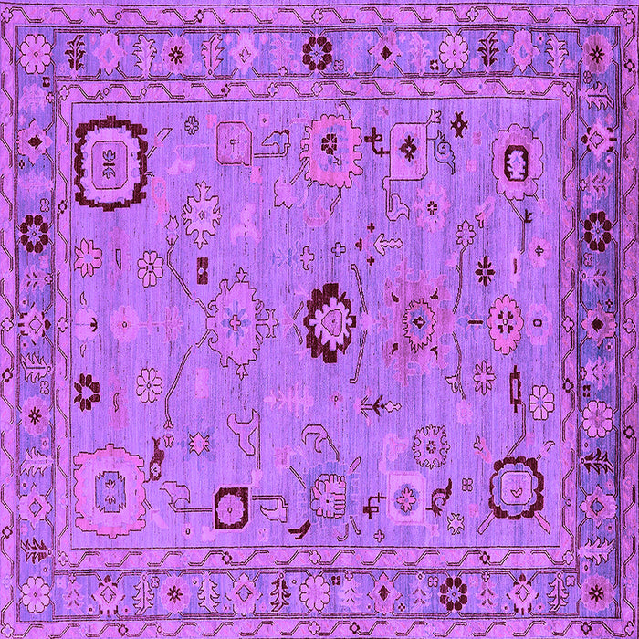 Square Machine Washable Oriental Purple Traditional Area Rugs, wshurb2440pur