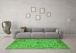 Machine Washable Oriental Green Traditional Area Rugs in a Living Room,, wshurb2440grn