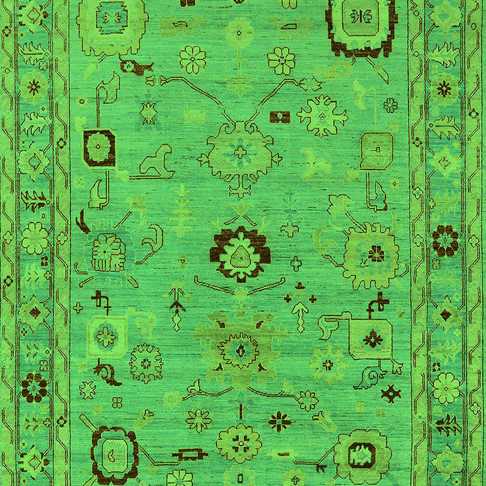 Machine Washable Oriental Green Traditional Area Rugs, wshurb2440grn
