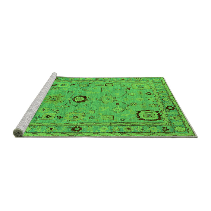 Sideview of Machine Washable Oriental Green Traditional Area Rugs, wshurb2440grn