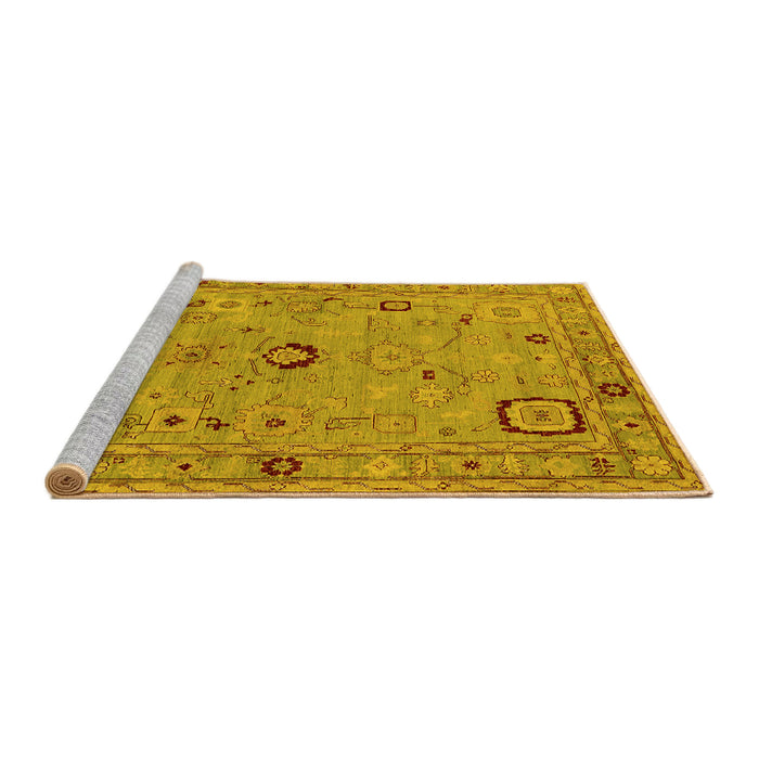 Sideview of Machine Washable Oriental Yellow Traditional Rug, wshurb2440yw
