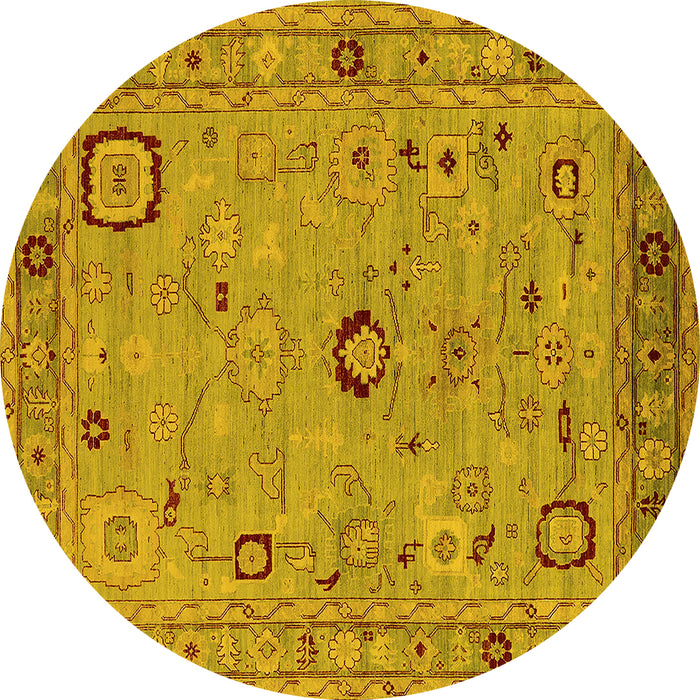 Round Oriental Yellow Traditional Rug, urb2440yw