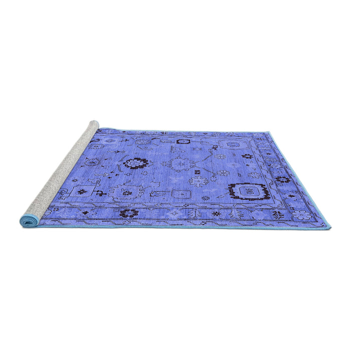 Sideview of Machine Washable Oriental Blue Traditional Rug, wshurb2440blu
