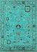 Machine Washable Oriental Turquoise Traditional Area Rugs, wshurb2440turq