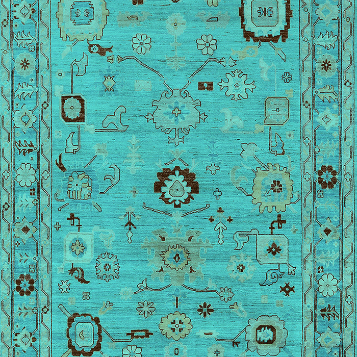 Machine Washable Oriental Turquoise Traditional Area Rugs, wshurb2440turq