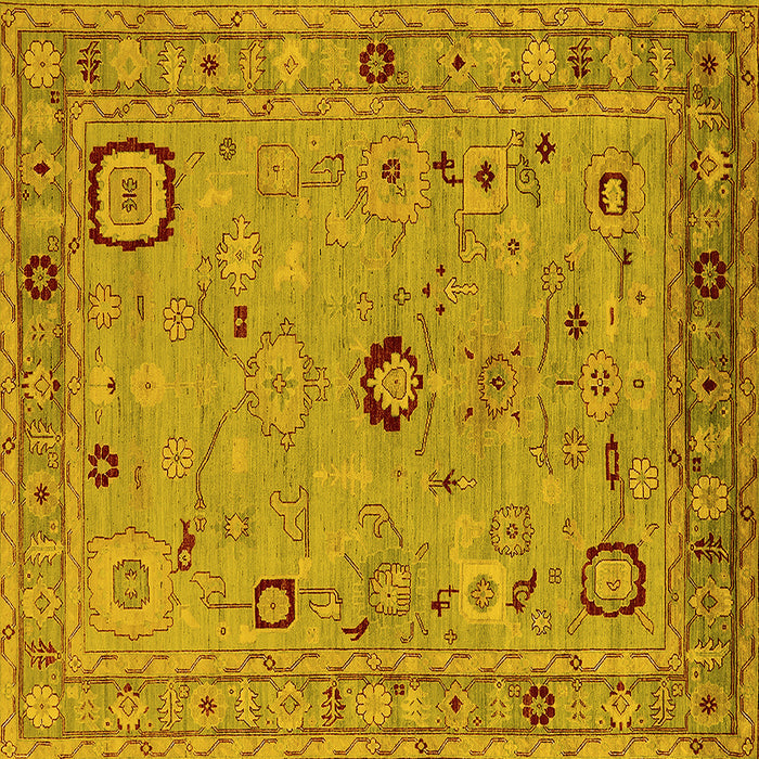 Square Oriental Yellow Traditional Rug, urb2440yw