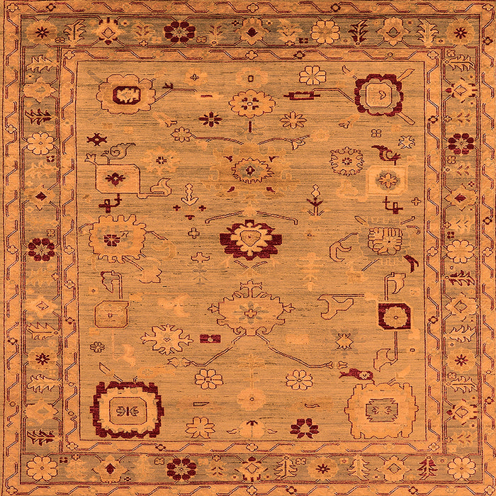Square Oriental Orange Traditional Rug, urb2440org