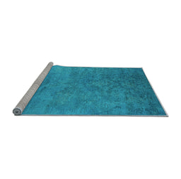 Sideview of Machine Washable Persian Light Blue Bohemian Rug, wshurb2441lblu