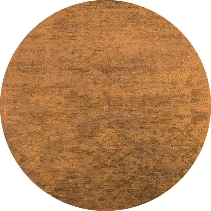 Round Machine Washable Persian Orange Bohemian Area Rugs, wshurb2441org