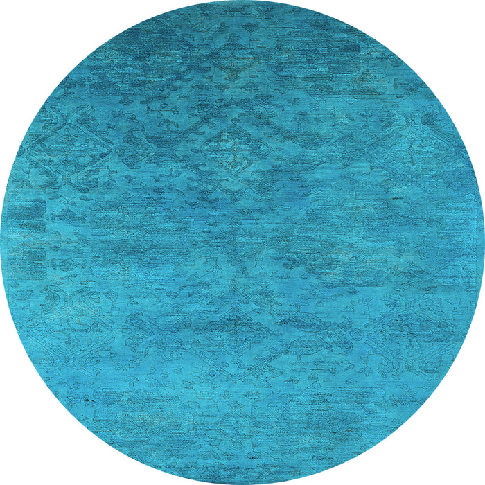 Round Persian Light Blue Bohemian Rug, urb2441lblu