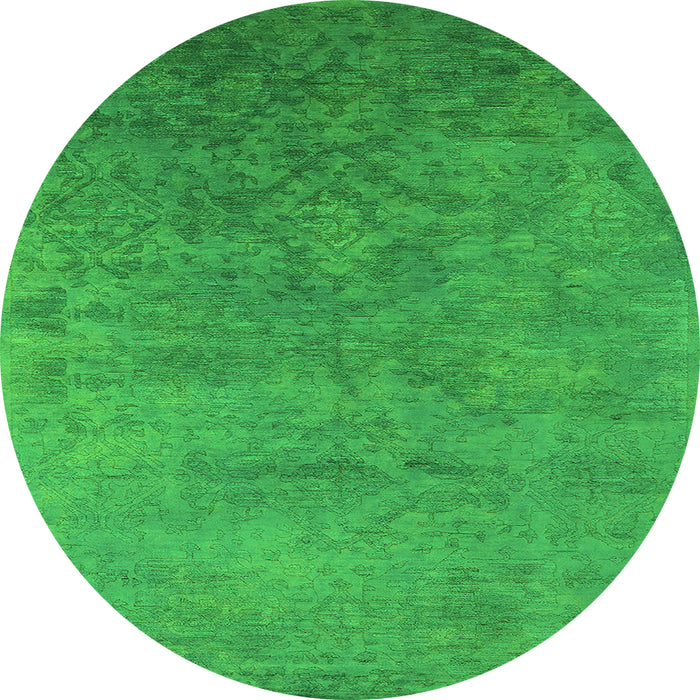Round Machine Washable Persian Green Bohemian Area Rugs, wshurb2441grn