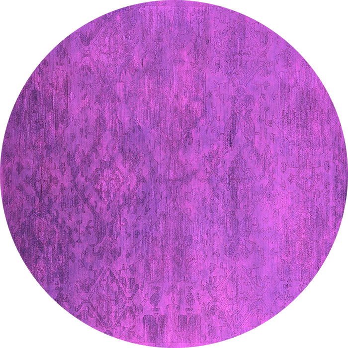 Round Machine Washable Persian Pink Bohemian Rug, wshurb2441pnk