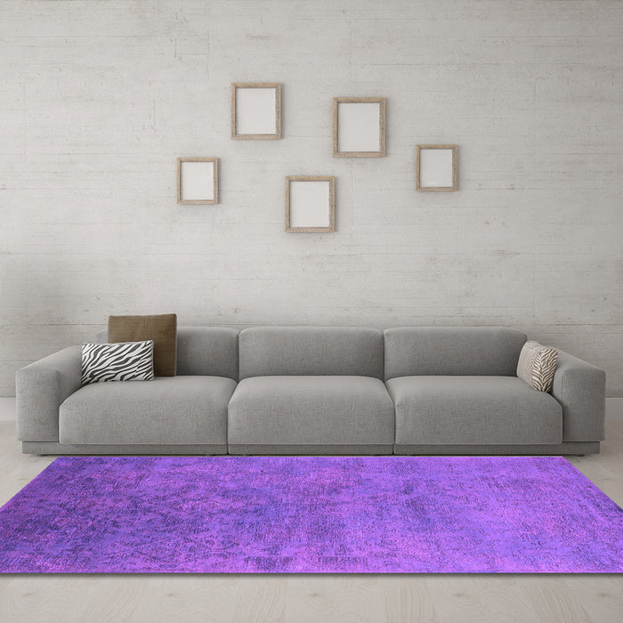 Machine Washable Persian Purple Bohemian Area Rugs in a Living Room, wshurb2441pur