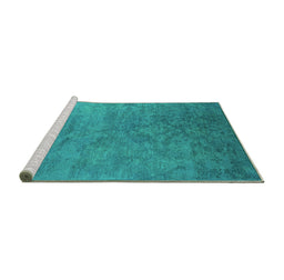 Sideview of Machine Washable Persian Turquoise Bohemian Area Rugs, wshurb2441turq