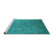 Sideview of Machine Washable Persian Turquoise Bohemian Area Rugs, wshurb2441turq