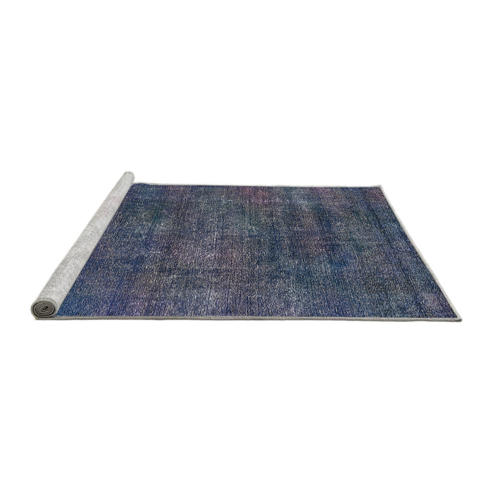 Sideview of Machine Washable Industrial Modern Blue Rug, wshurb2442