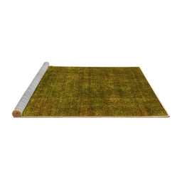 Sideview of Machine Washable Oriental Yellow Industrial Rug, wshurb2442yw