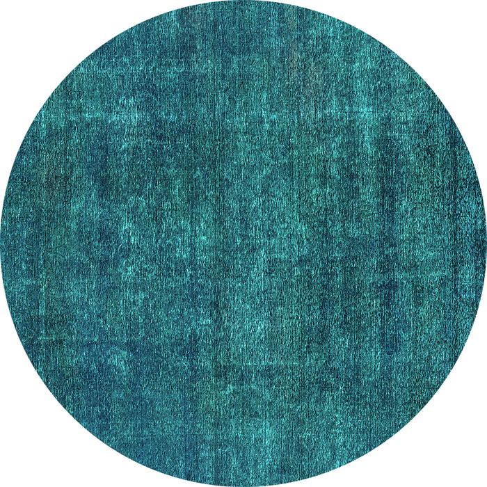 Round Machine Washable Oriental Turquoise Industrial Area Rugs, wshurb2442turq
