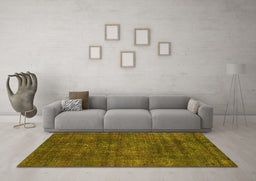 Machine Washable Oriental Yellow Industrial Rug in a Living Room, wshurb2442yw