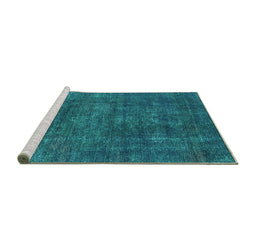 Sideview of Machine Washable Oriental Turquoise Industrial Area Rugs, wshurb2442turq