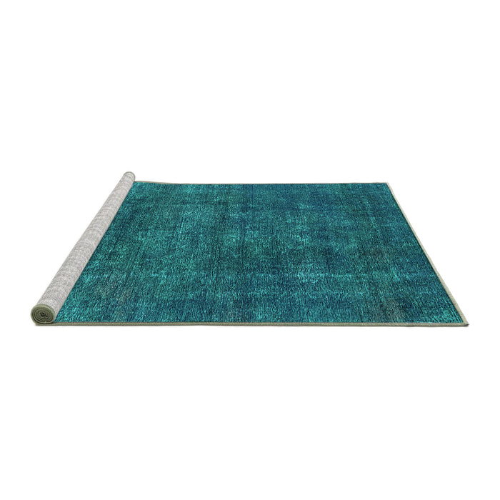 Sideview of Machine Washable Oriental Turquoise Industrial Area Rugs, wshurb2442turq