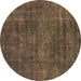 Round Oriental Brown Industrial Rug, urb2442brn