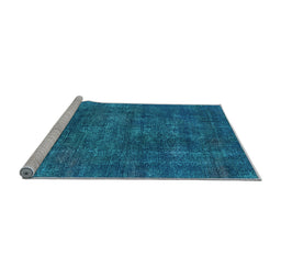 Sideview of Machine Washable Oriental Light Blue Industrial Rug, wshurb2442lblu