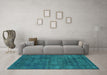 Machine Washable Oriental Turquoise Industrial Area Rugs in a Living Room,, wshurb2442turq