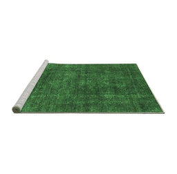 Sideview of Machine Washable Oriental Emerald Green Industrial Area Rugs, wshurb2442emgrn