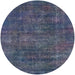 Round Machine Washable Industrial Modern Blue Rug, wshurb2442