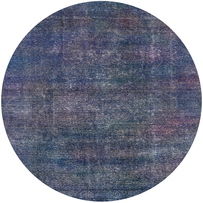 Round Mid-Century Modern Blue Oriental Rug, urb2442