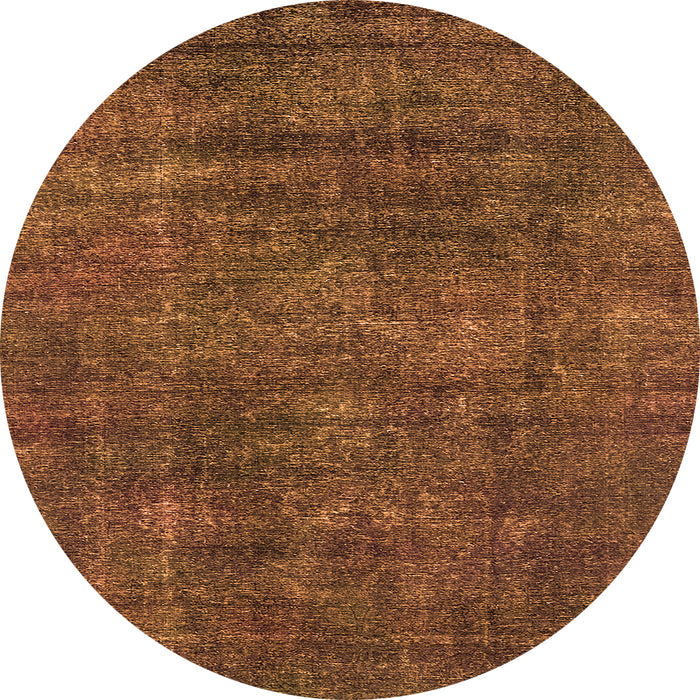 Round Machine Washable Oriental Orange Industrial Area Rugs, wshurb2442org