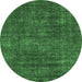 Round Oriental Emerald Green Industrial Rug, urb2442emgrn