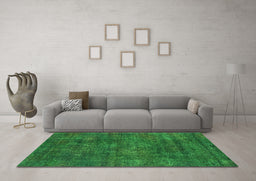 Machine Washable Oriental Green Industrial Area Rugs in a Living Room,, wshurb2442grn
