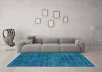 Machine Washable Oriental Light Blue Industrial Rug, wshurb2442lblu