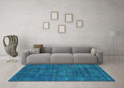 Machine Washable Oriental Light Blue Industrial Rug in a Living Room, wshurb2442lblu